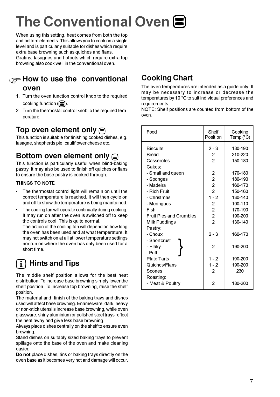 Electrolux EPSOS manual Conventional Oven 