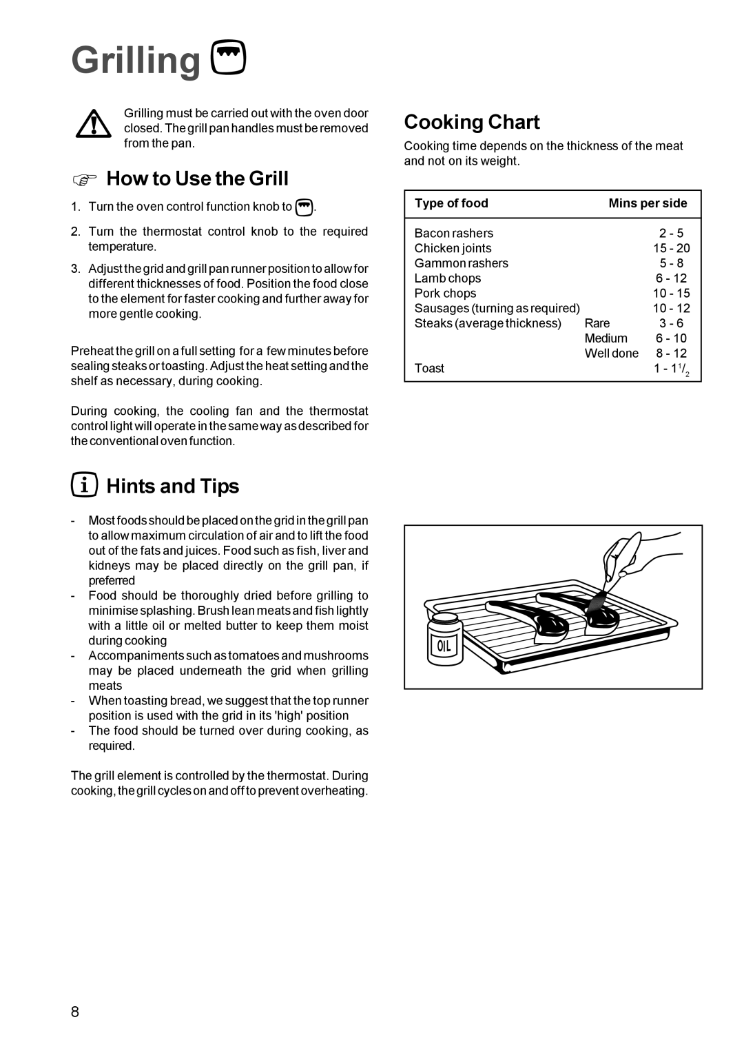 Electrolux EPSOS manual Grilling, How to Use the Grill 