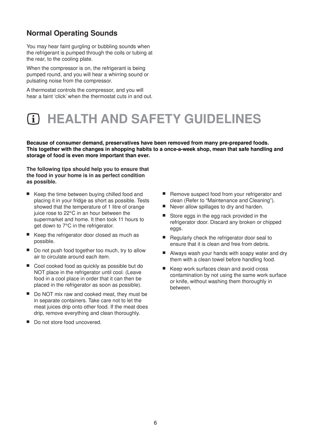 Electrolux ER 1626 T manual Health And Safety Guidelines, Normal Operating Sounds 