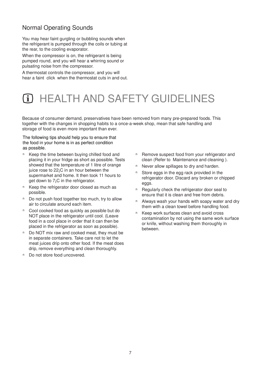 Electrolux ER 1627T manual Health and Safety Guidelines, Normal Operating Sounds 