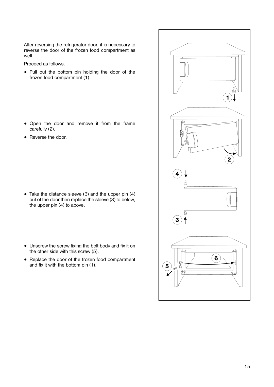 Electrolux ER 1643 T manual Door Reversal of Freezer Compartment 