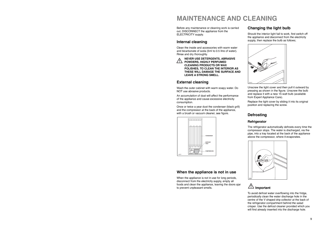 Electrolux ER 1825 D manual Maintenance and Cleaning 