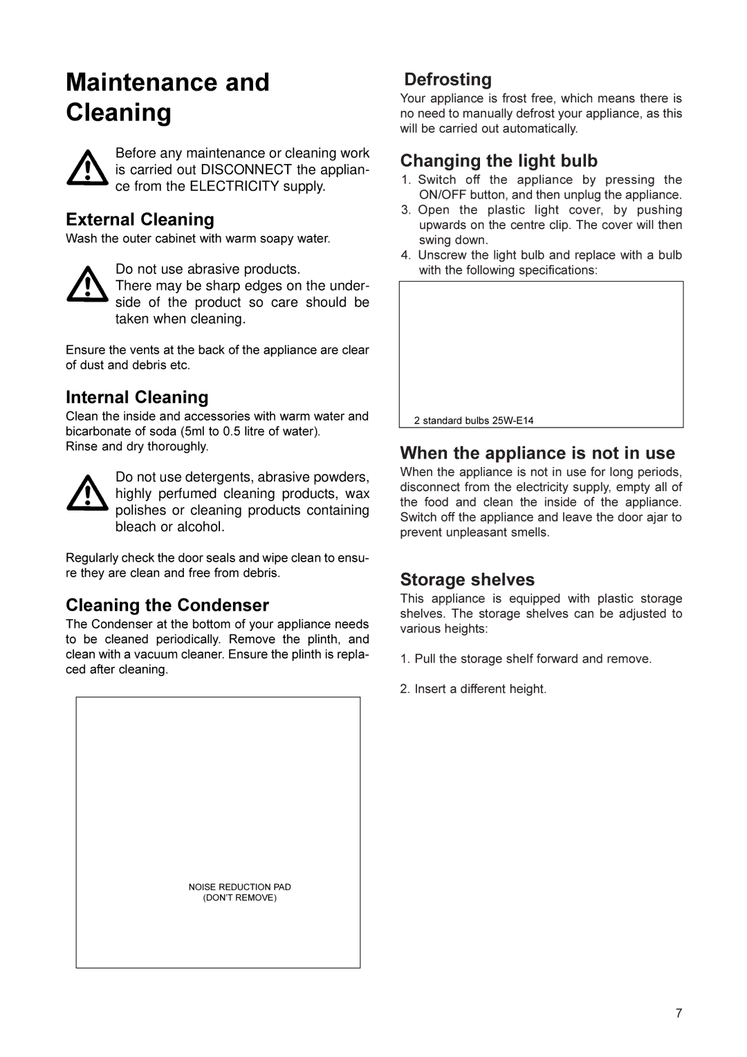 Electrolux ER 3166 BN, ER 2866 BN, ER 3161 BNN manual Maintenance Cleaning 