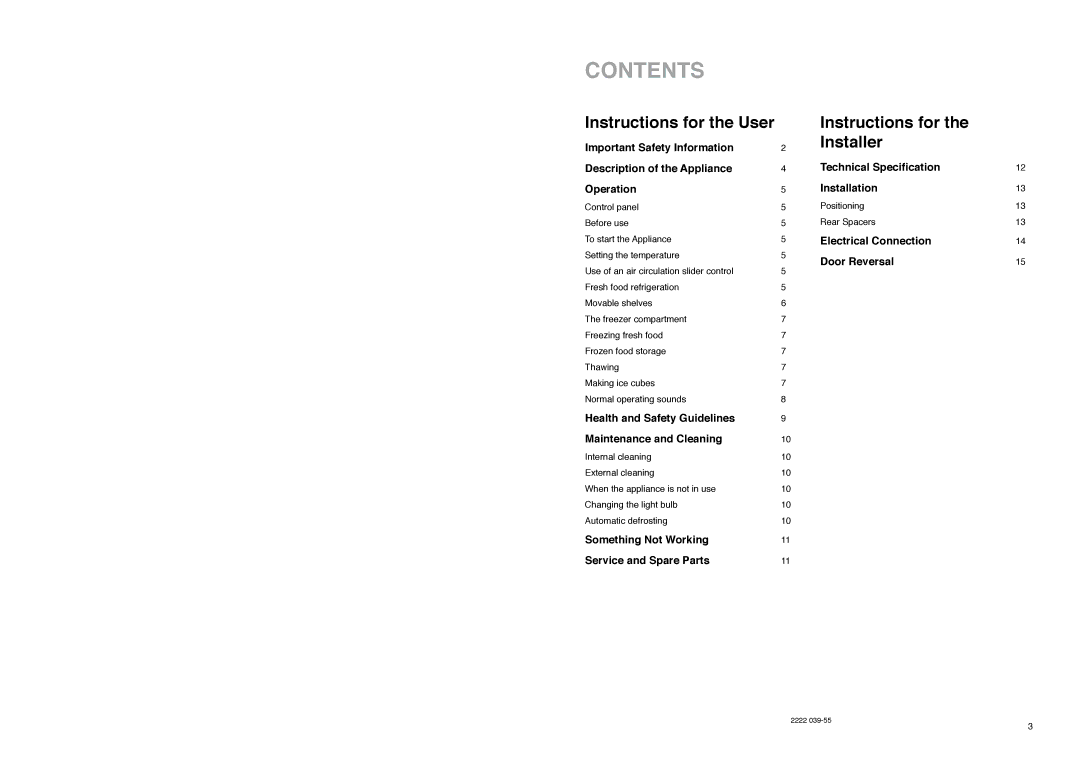 Electrolux ER 3625 B manual Contents 