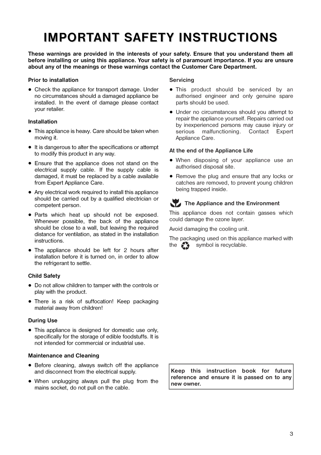 Electrolux ER 5763 C manual Important Safety Instructions 