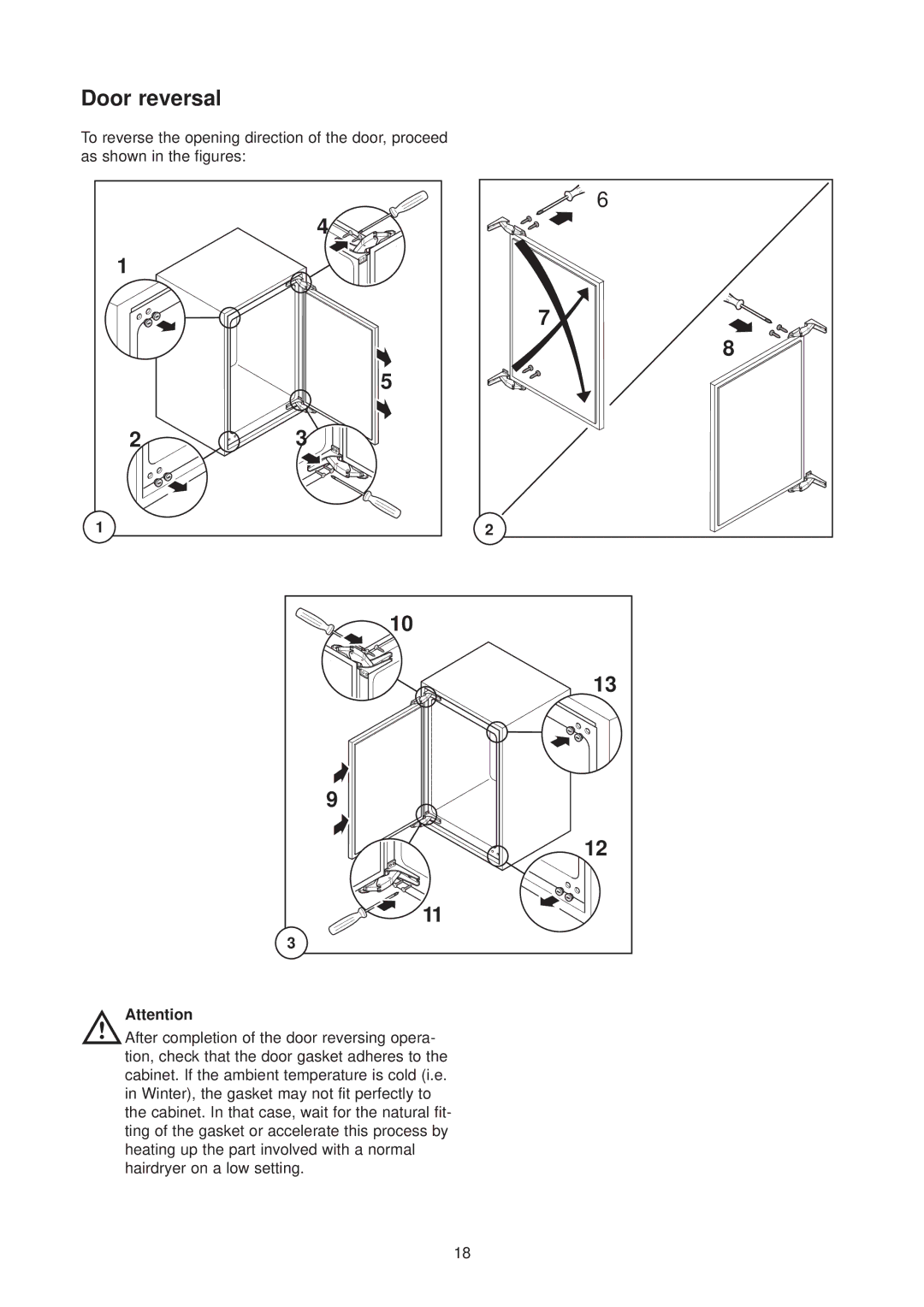 Electrolux ER 6334 U instruction manual Door reversal 