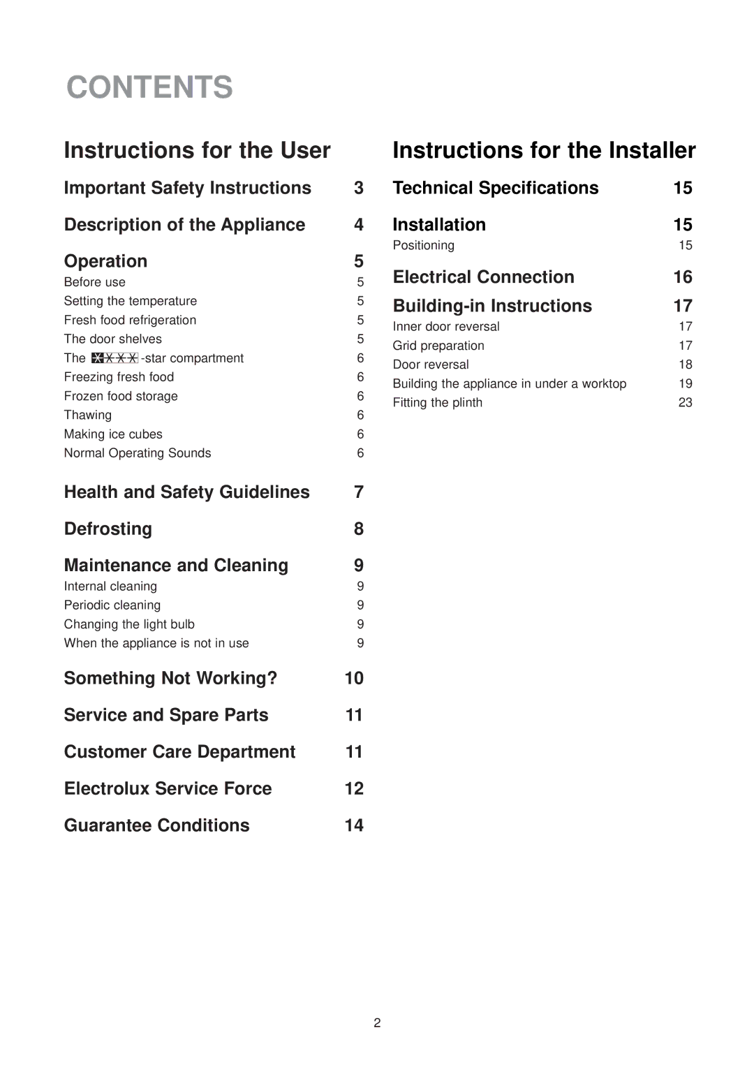 Electrolux ER 6334 U instruction manual Contents 