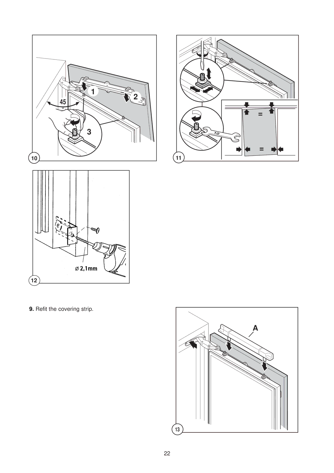 Electrolux ER 6334 U instruction manual Refit the covering strip 