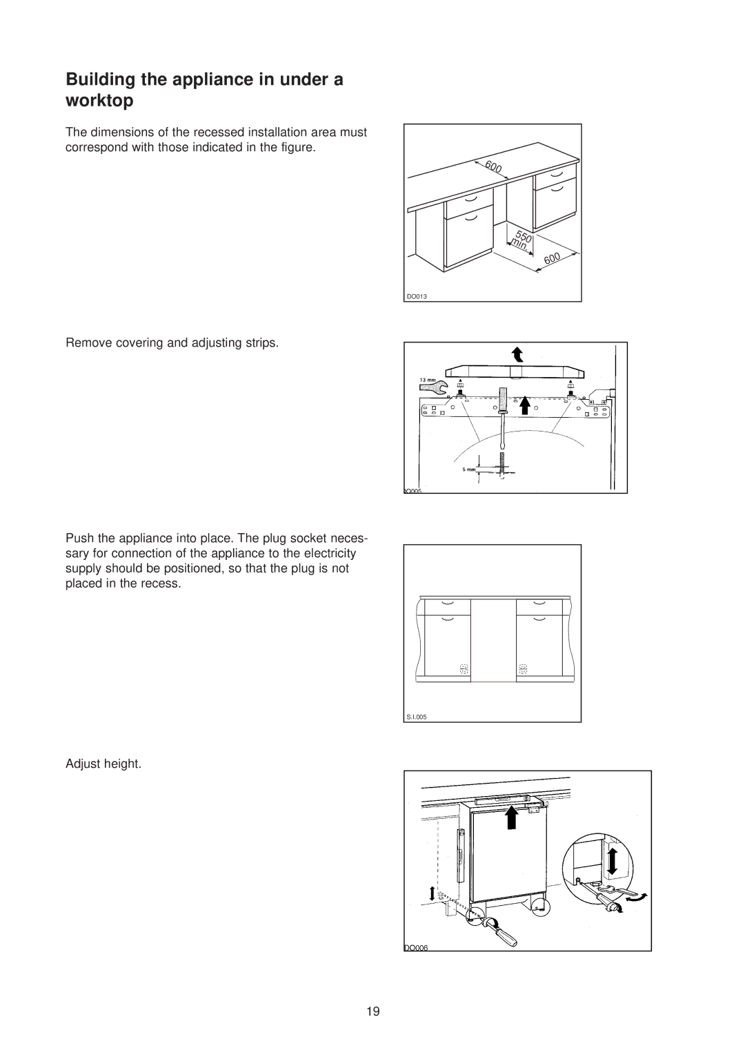 Electrolux ER 6336 U manual Building the appliance in under a worktop, Min 