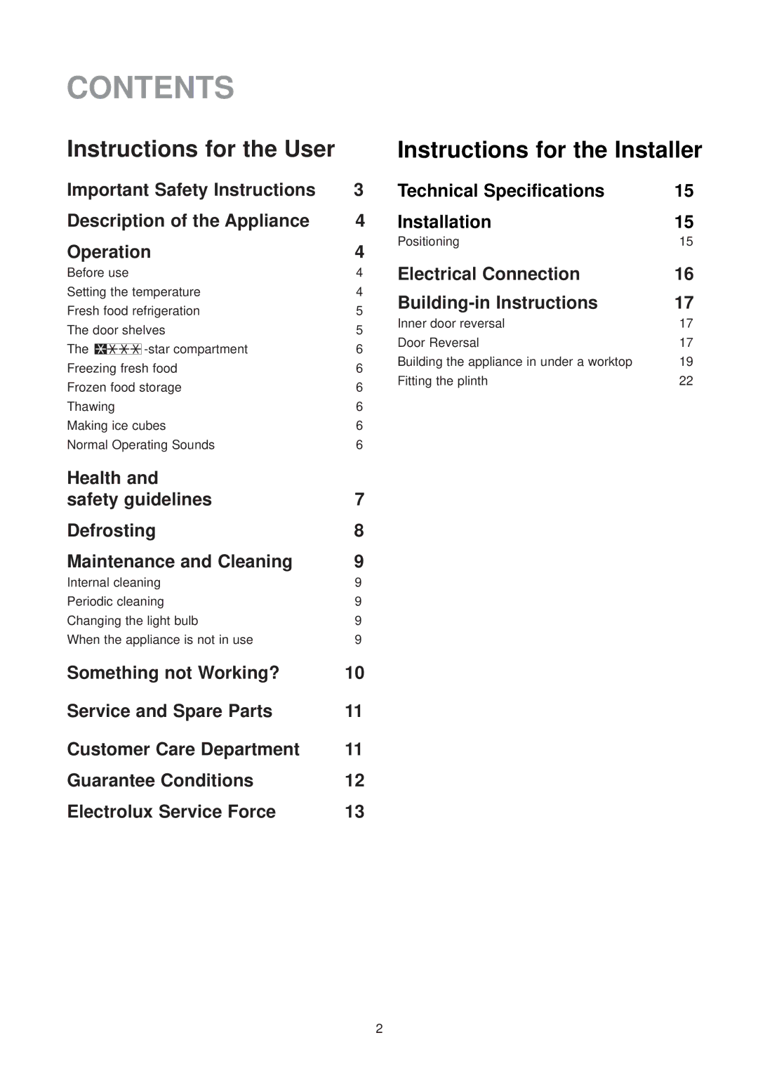 Electrolux ER 6336 U manual Contents 