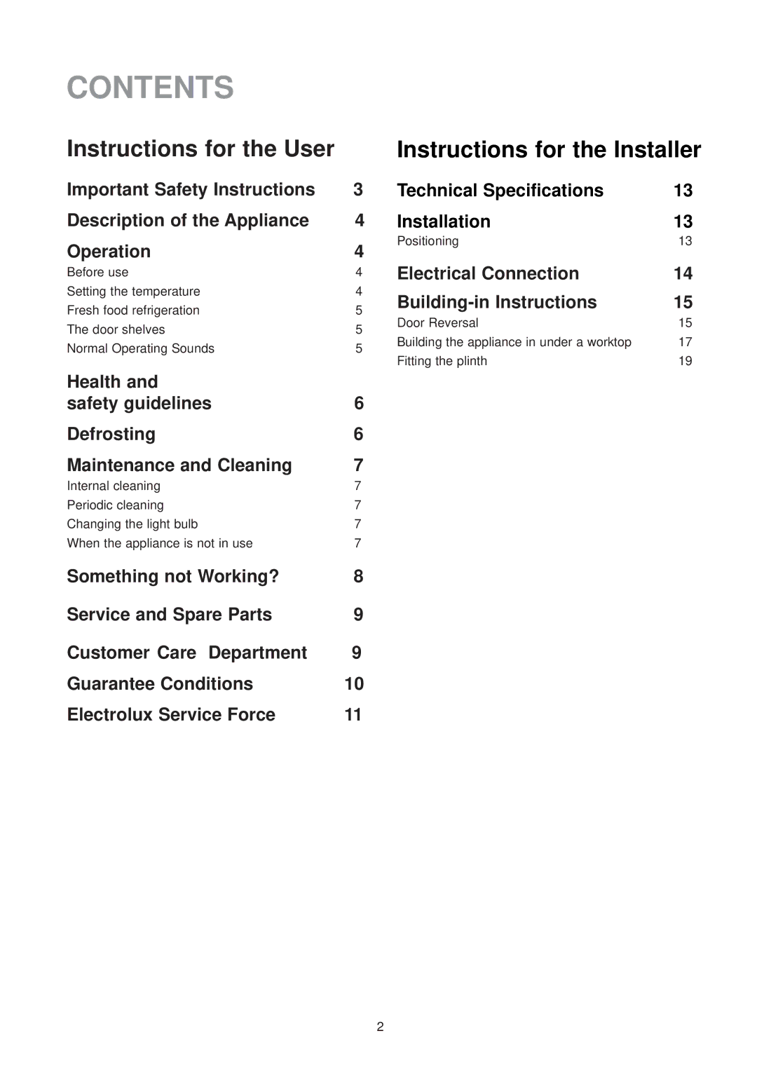 Electrolux ER 6436 manual Contents 