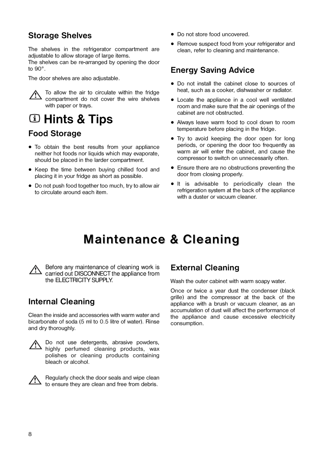 Electrolux ER 6642 T manual Hints & Tips, Maintenance & Cleaning 