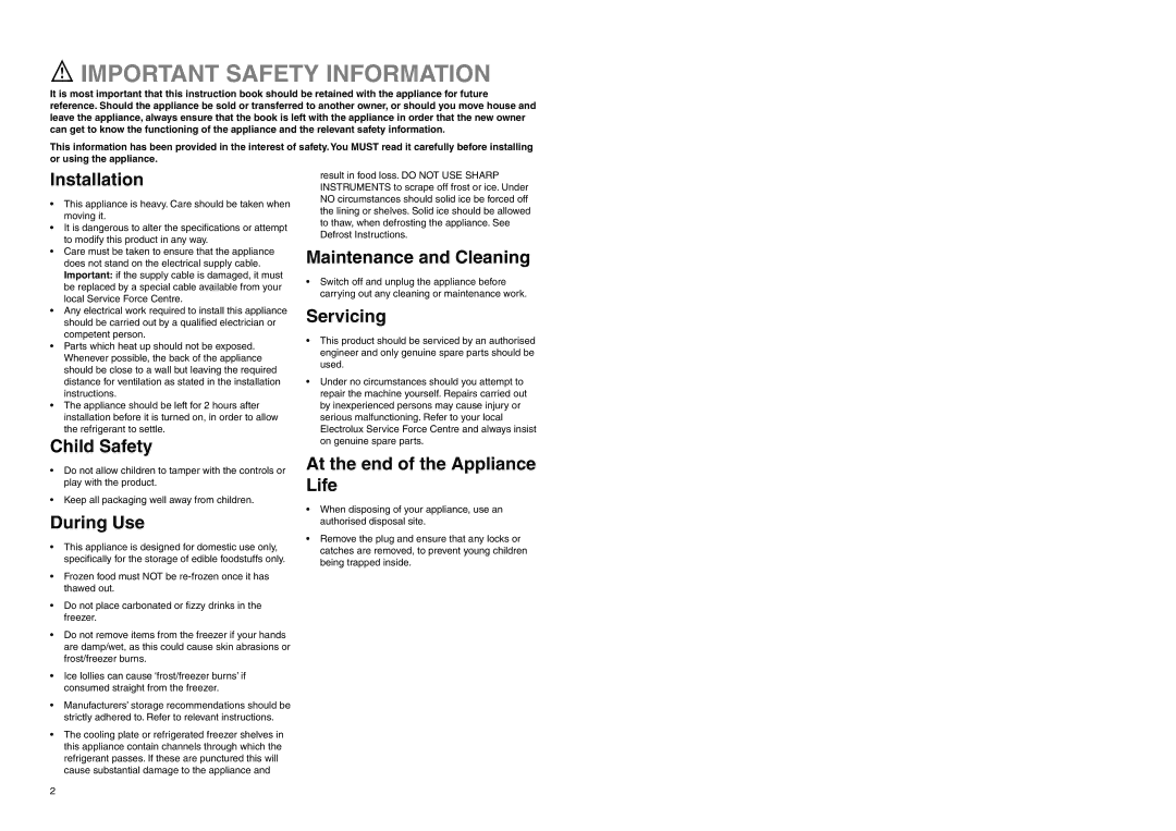 Electrolux ER 6822 D manual Important Safety Information, Installation 