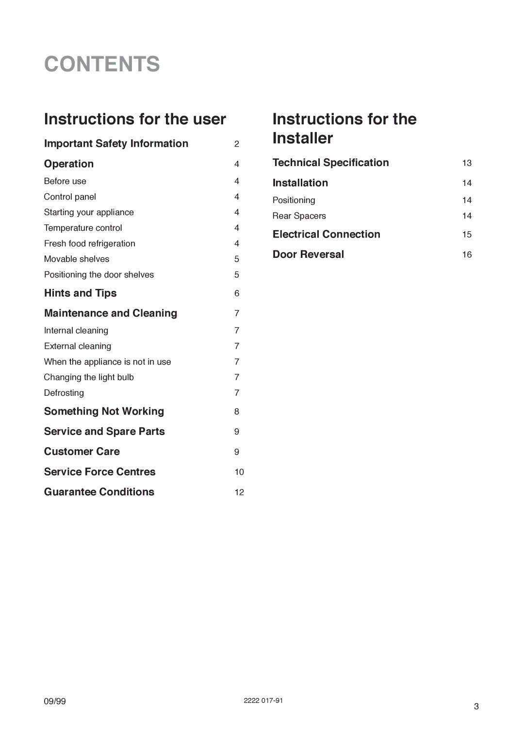 Electrolux ER 7428 C instruction manual Contents 