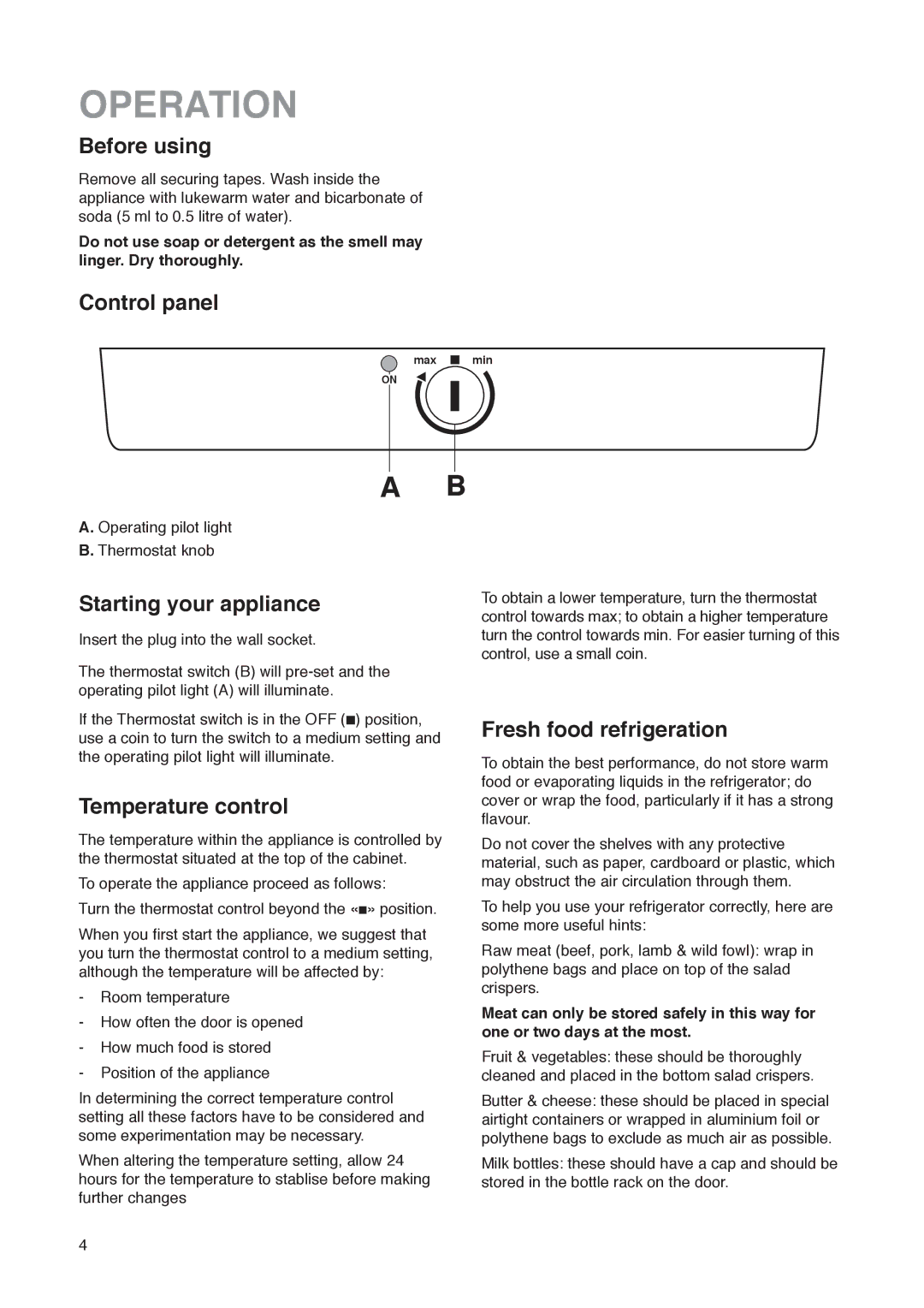 Electrolux ER 7428 C instruction manual Operation 