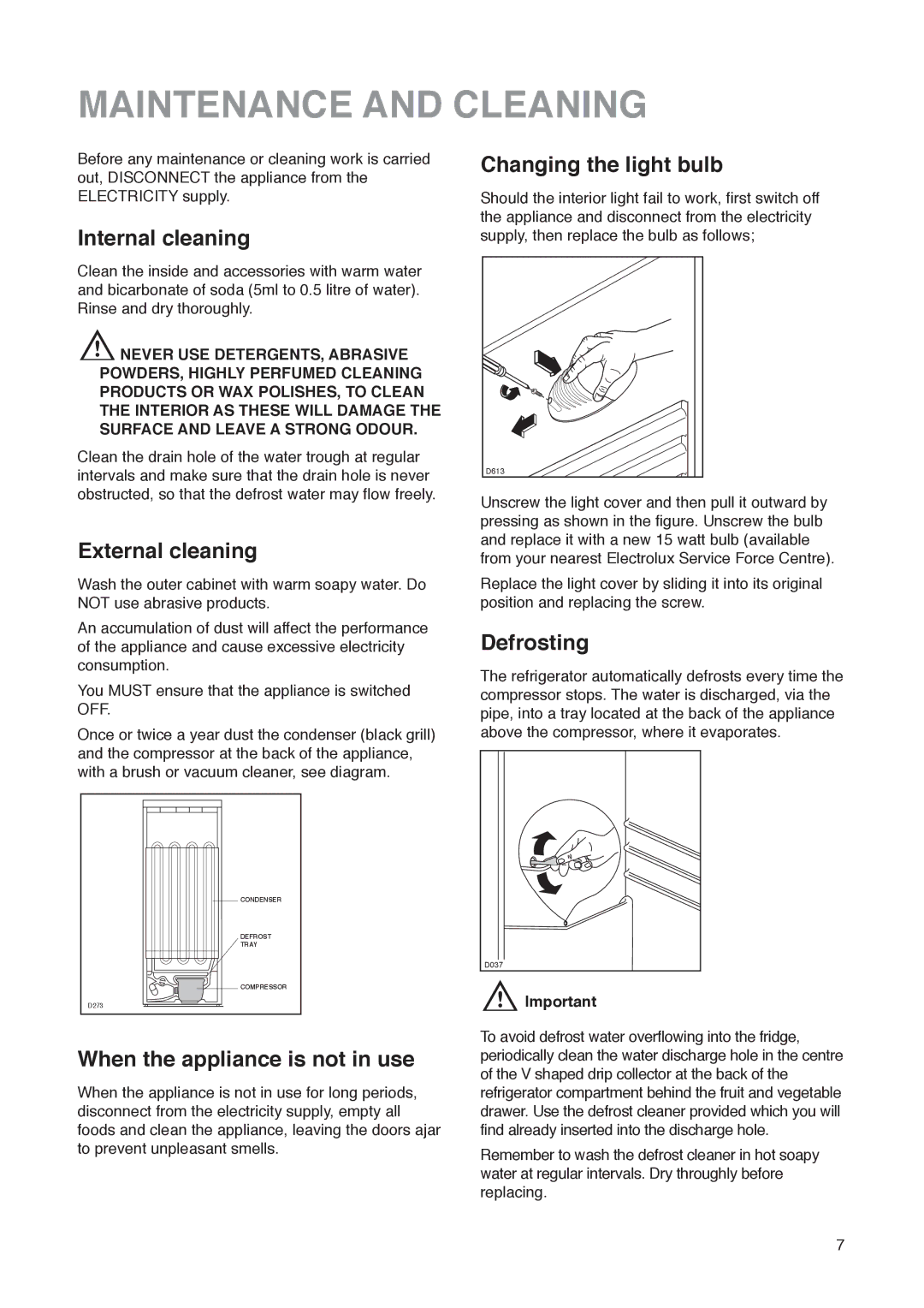 Electrolux ER 7428 C instruction manual Maintenance and Cleaning 