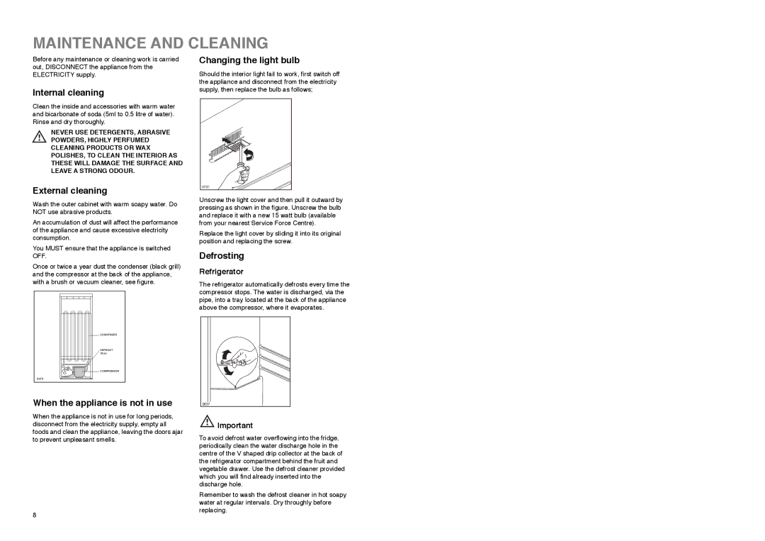 Electrolux ER 7521 B manual Maintenance and Cleaning 