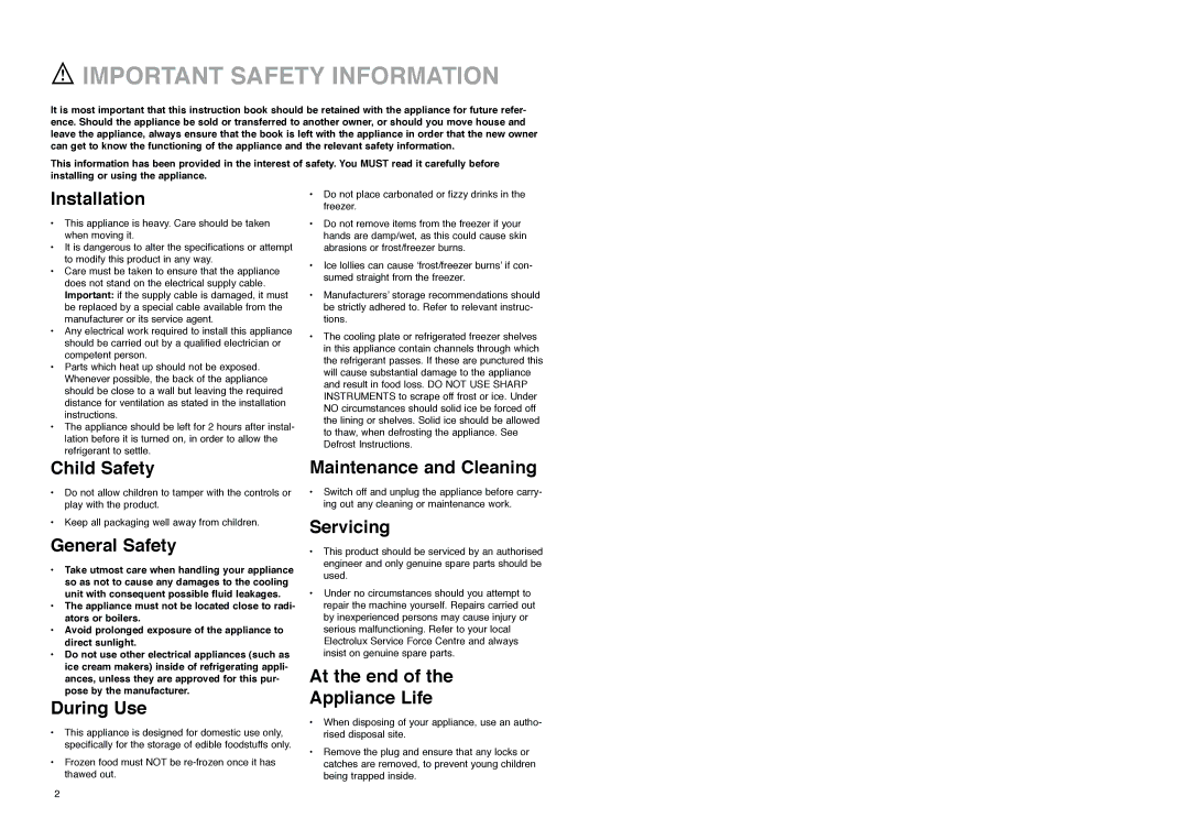 Electrolux ER 7525 B manual Important Safety Information 