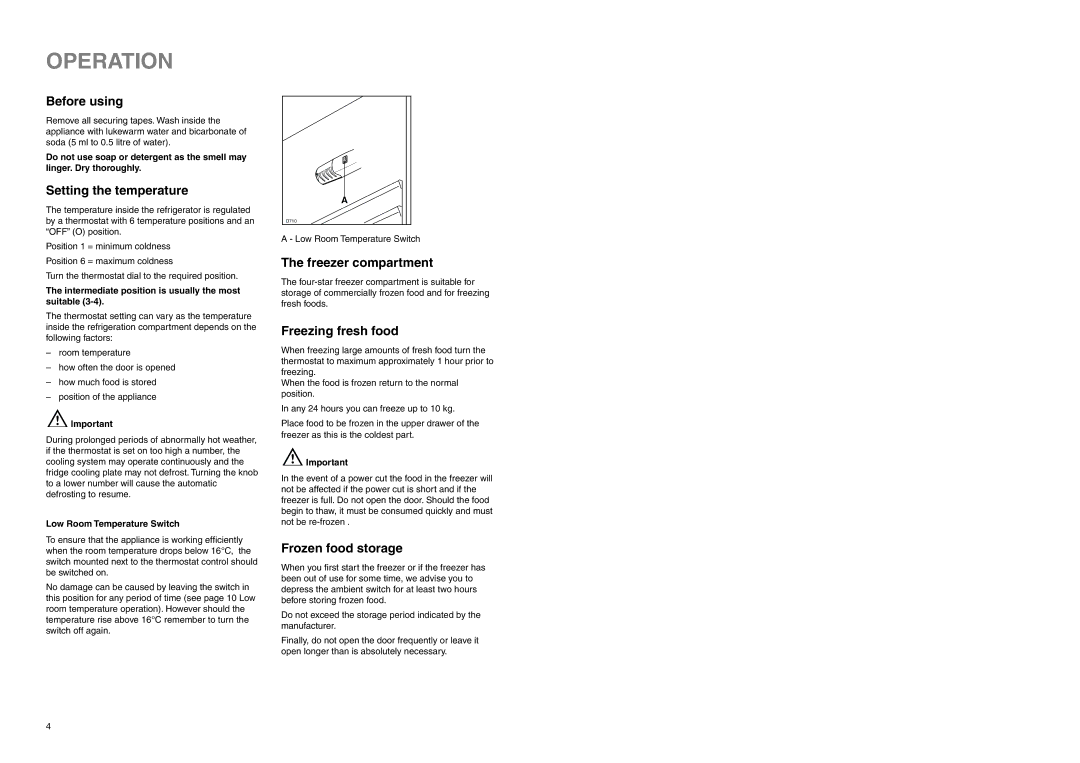 Electrolux ER 7526/1 B manual Operation 