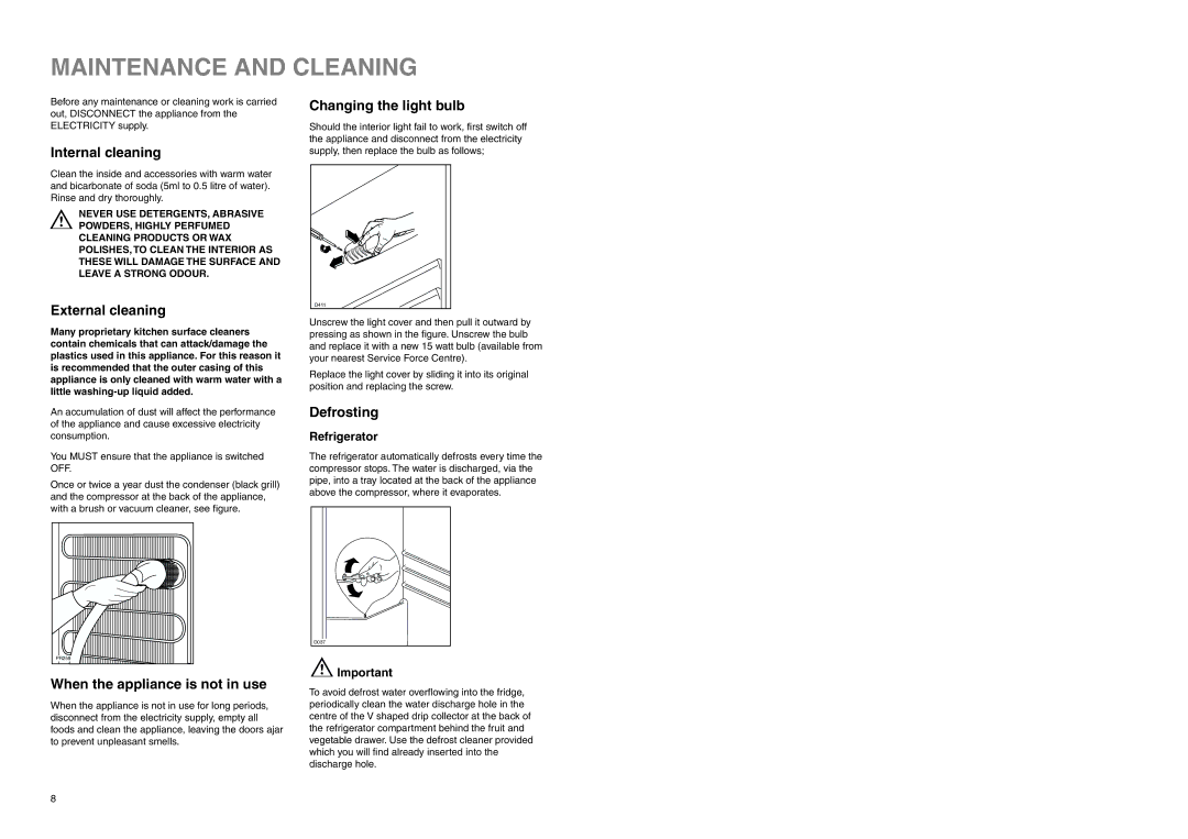 Electrolux ER 7526/1 B manual Maintenance and Cleaning 