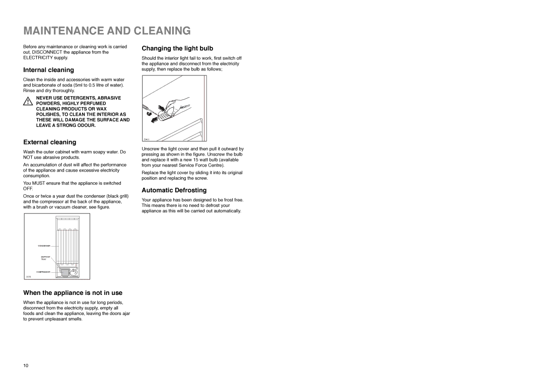 Electrolux ER 7620 B manual Maintenance and Cleaning 