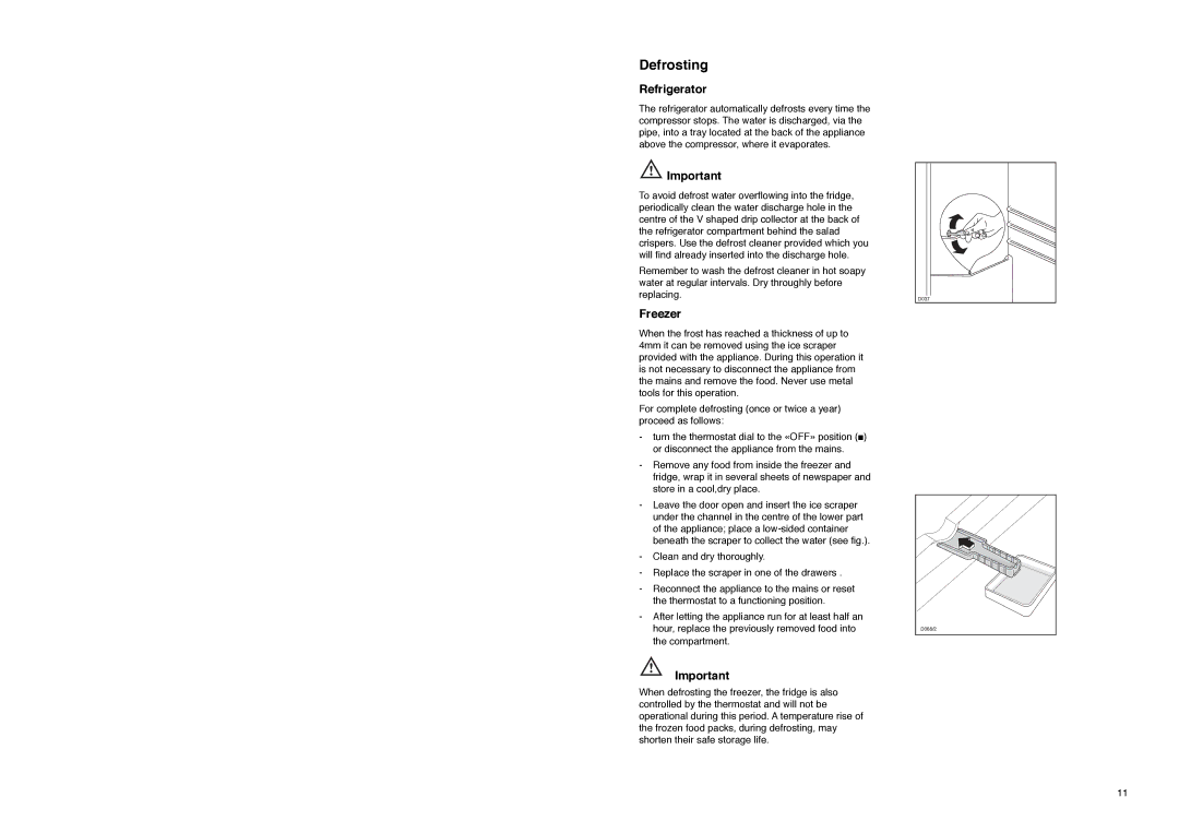 Electrolux ER 7628 B manual Defrosting, Refrigerator 