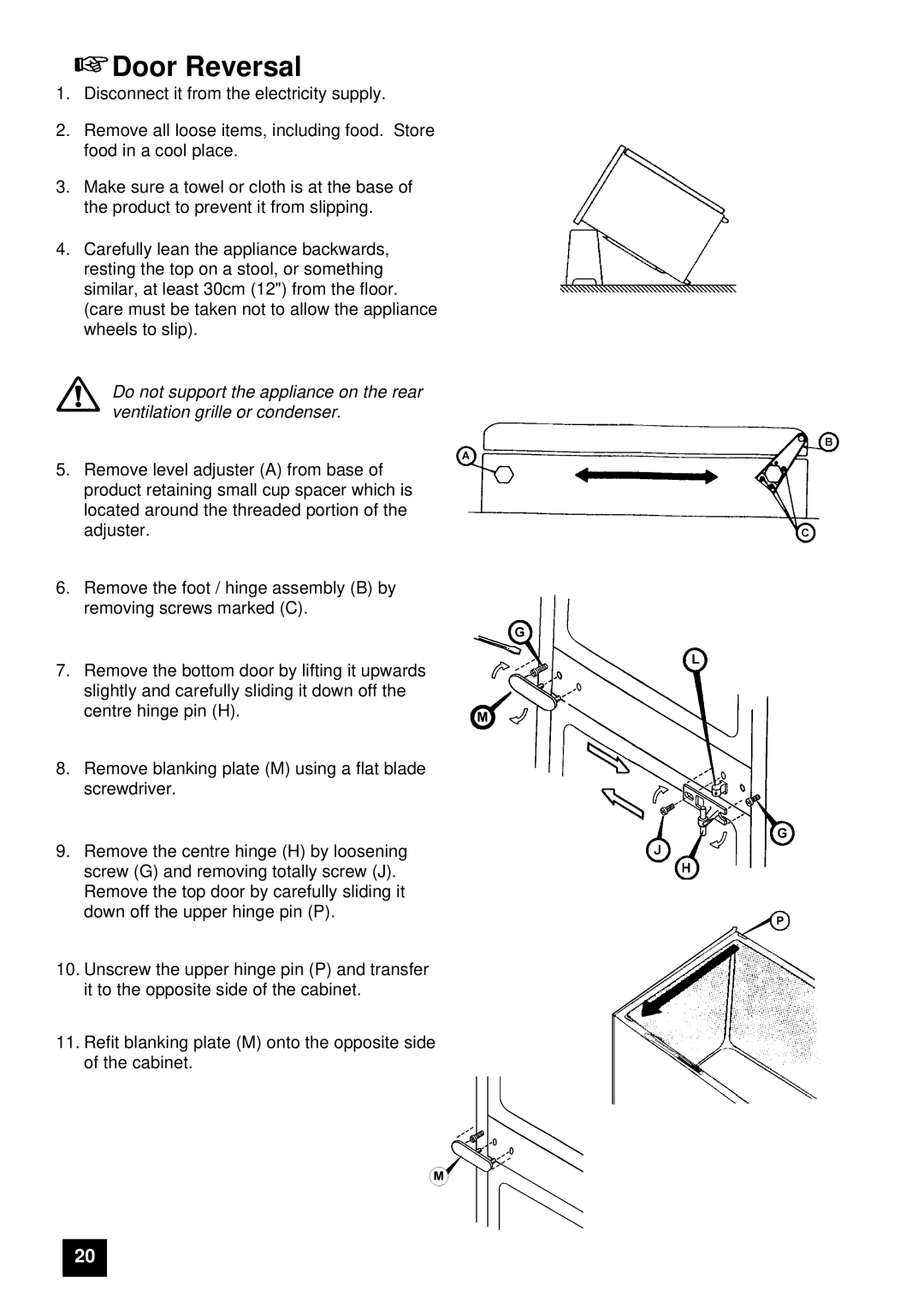 Electrolux ER 7656B, ER 7657B instruction manual Door Reversal 