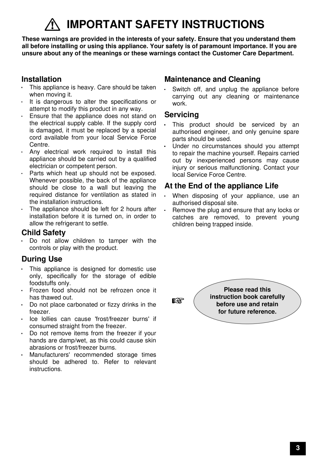 Electrolux ER 7657B, ER 7656B instruction manual Important Safety Instructions 