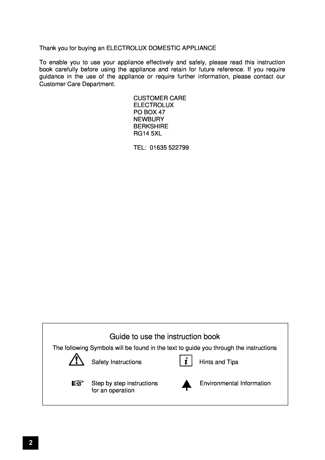 Electrolux ER 7656B, ER 7657B instruction manual Guide to use the instruction book 
