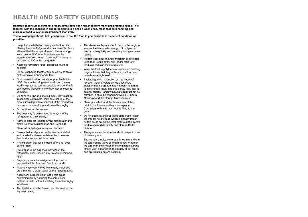 Electrolux ER 7826 B manual Health and Safety Guidelines 