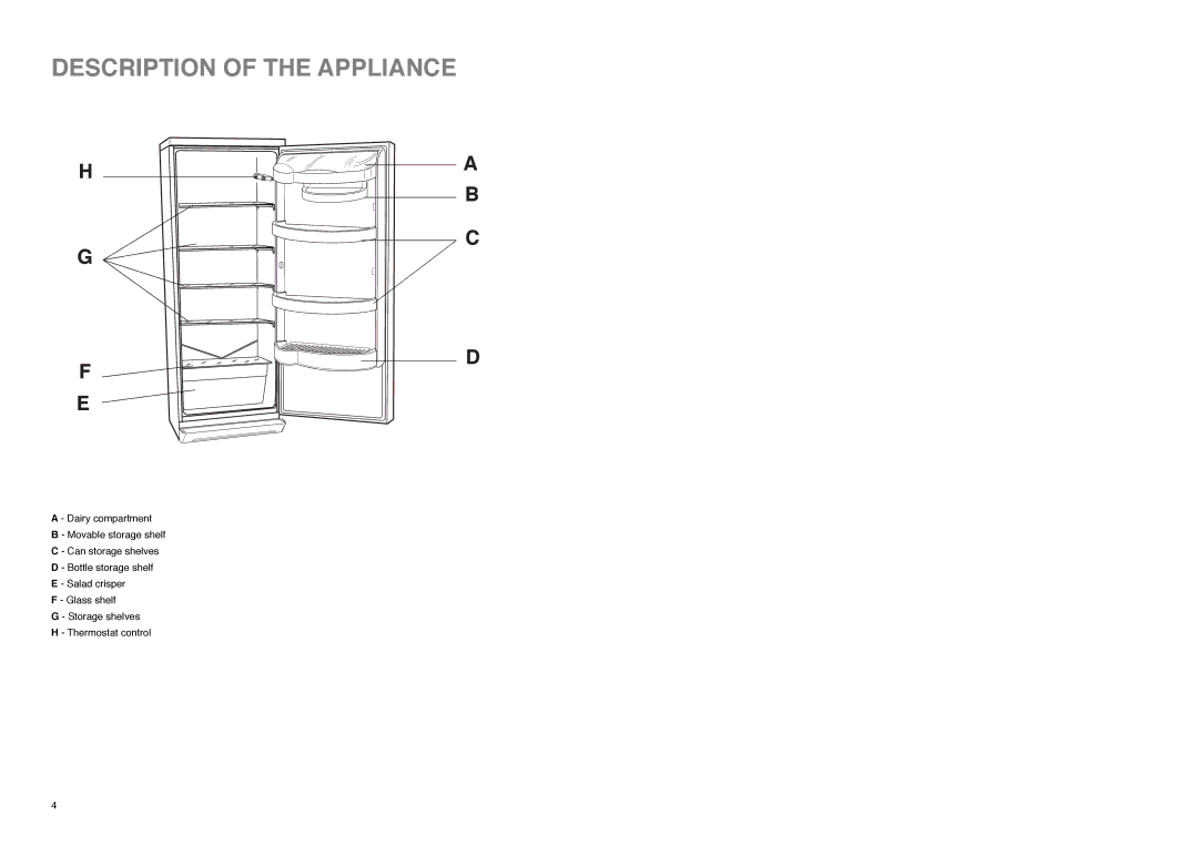 Electrolux ER 7828 C manual Description of the Appliance 