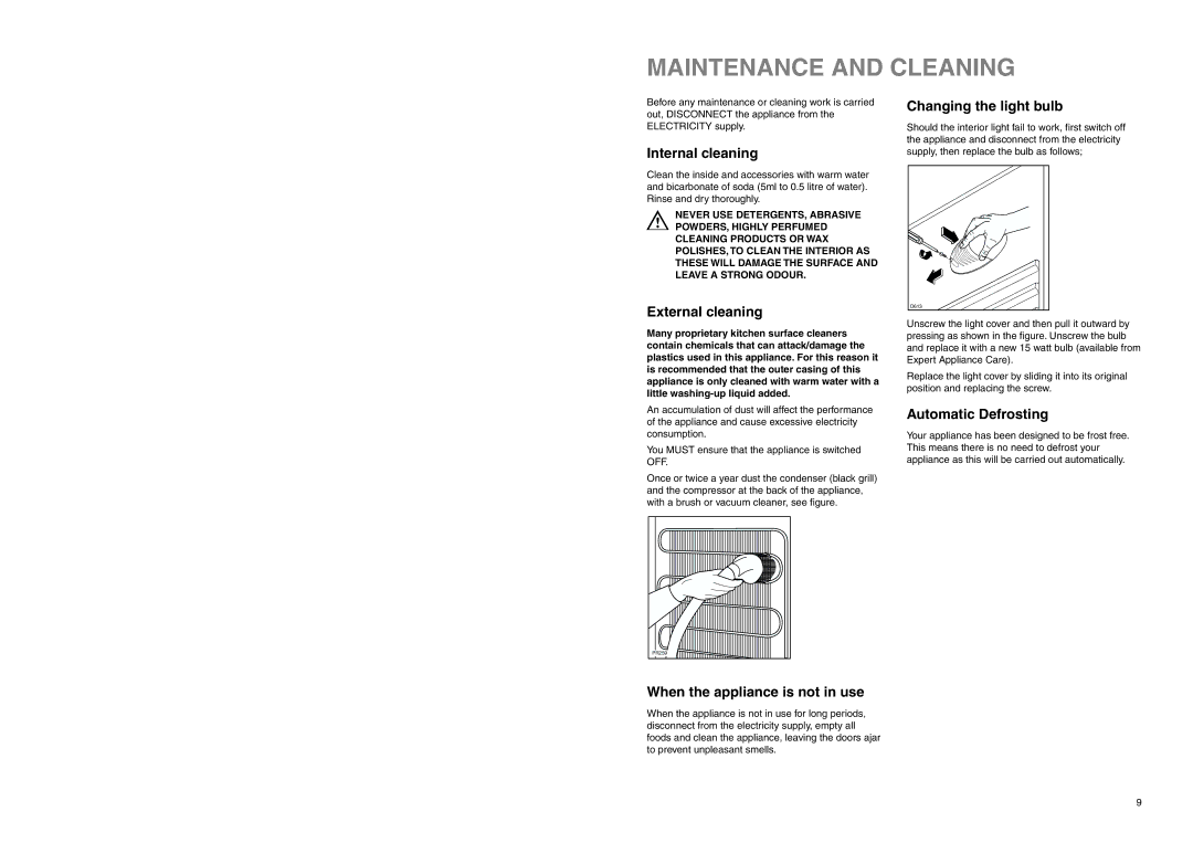 Electrolux ER 7926/1 B manual Maintenance and Cleaning 