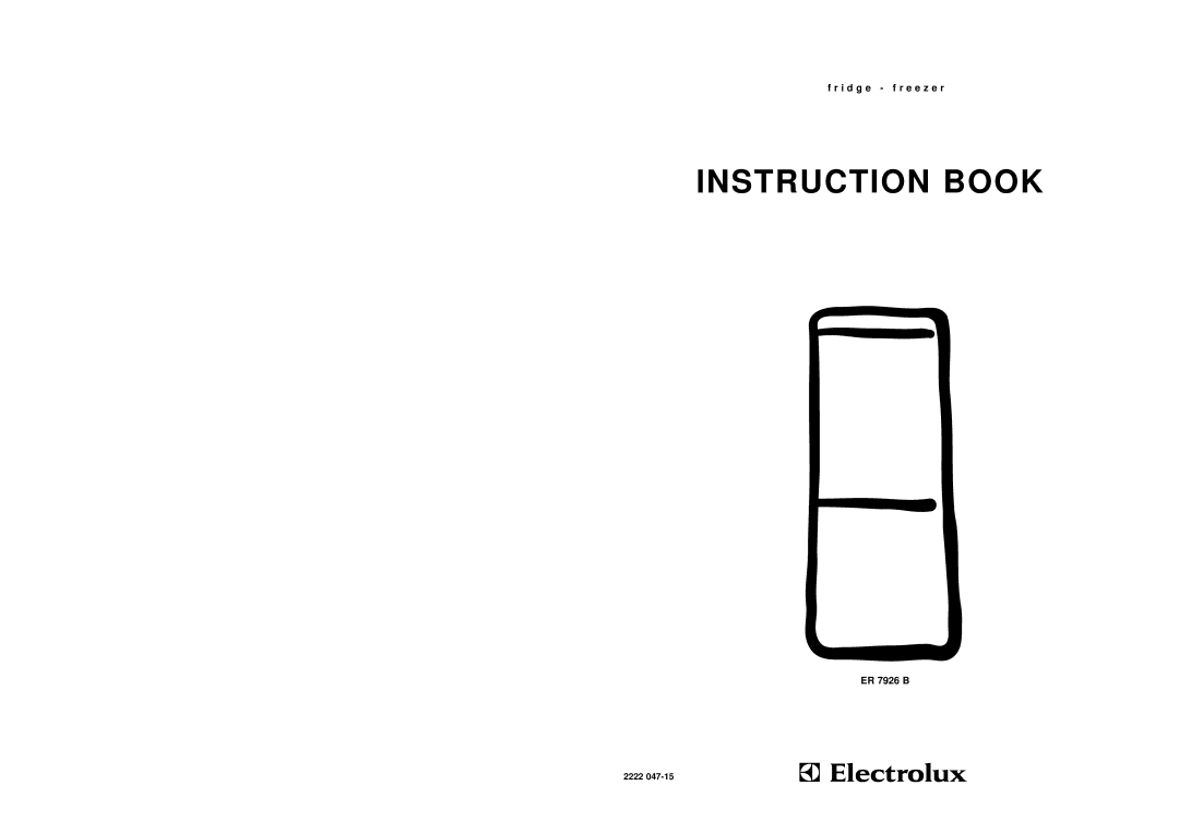 Electrolux ER 7926B manual Instruction Book 