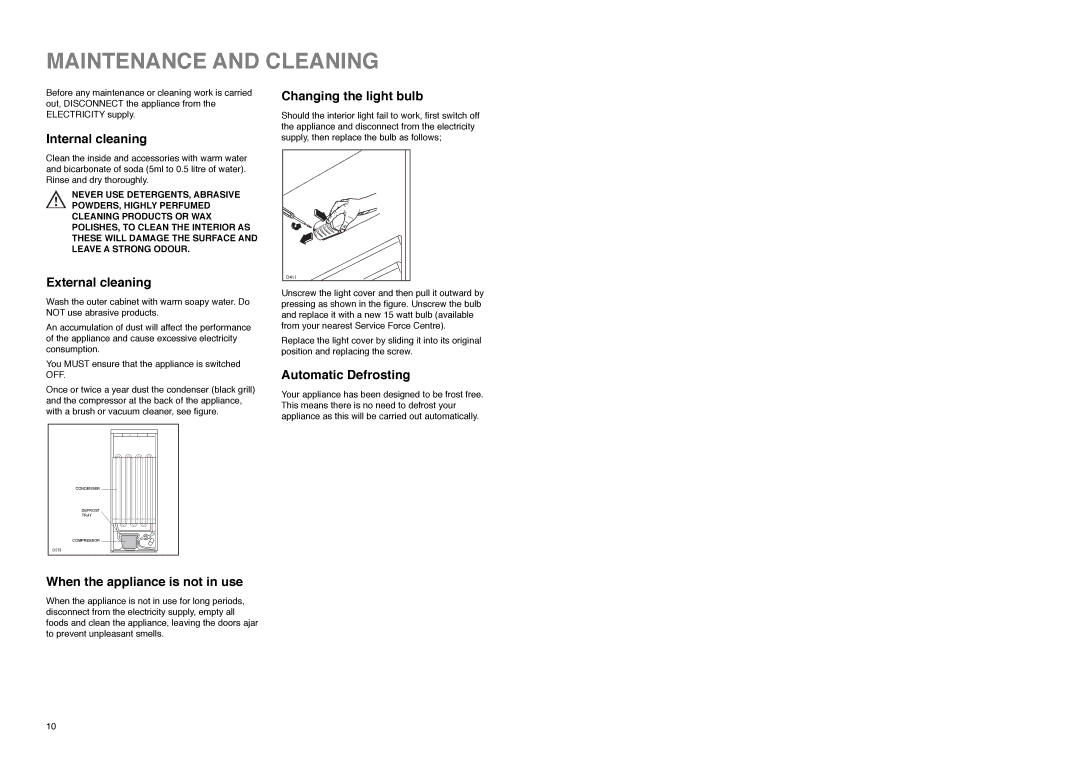 Electrolux ER 7926B manual Maintenance and Cleaning 