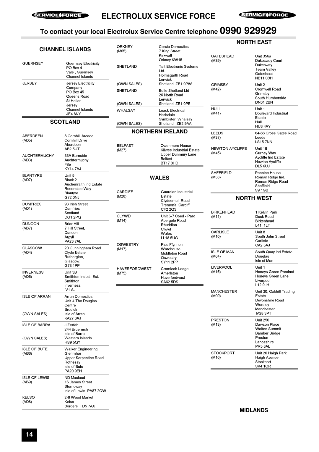 Electrolux ER 7946B, ER 7947B instruction manual Electrolux Service Force 