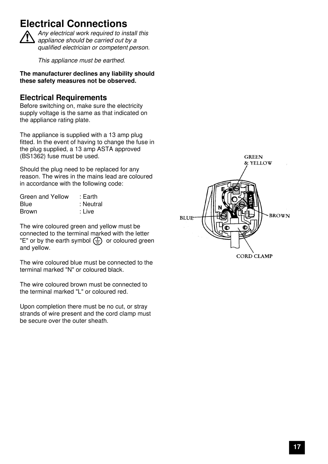 Electrolux ER 7947B, ER 7946B instruction manual Electrical Connections, Electrical Requirements 