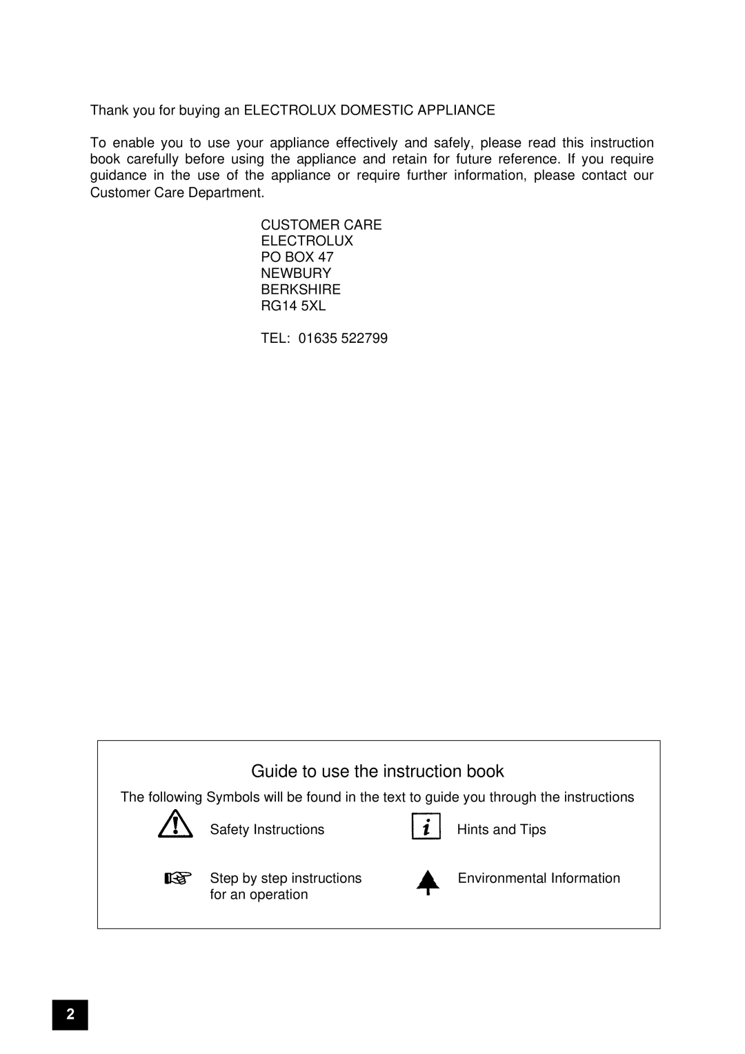 Electrolux ER 7946B, ER 7947B instruction manual Guide to use the instruction book 