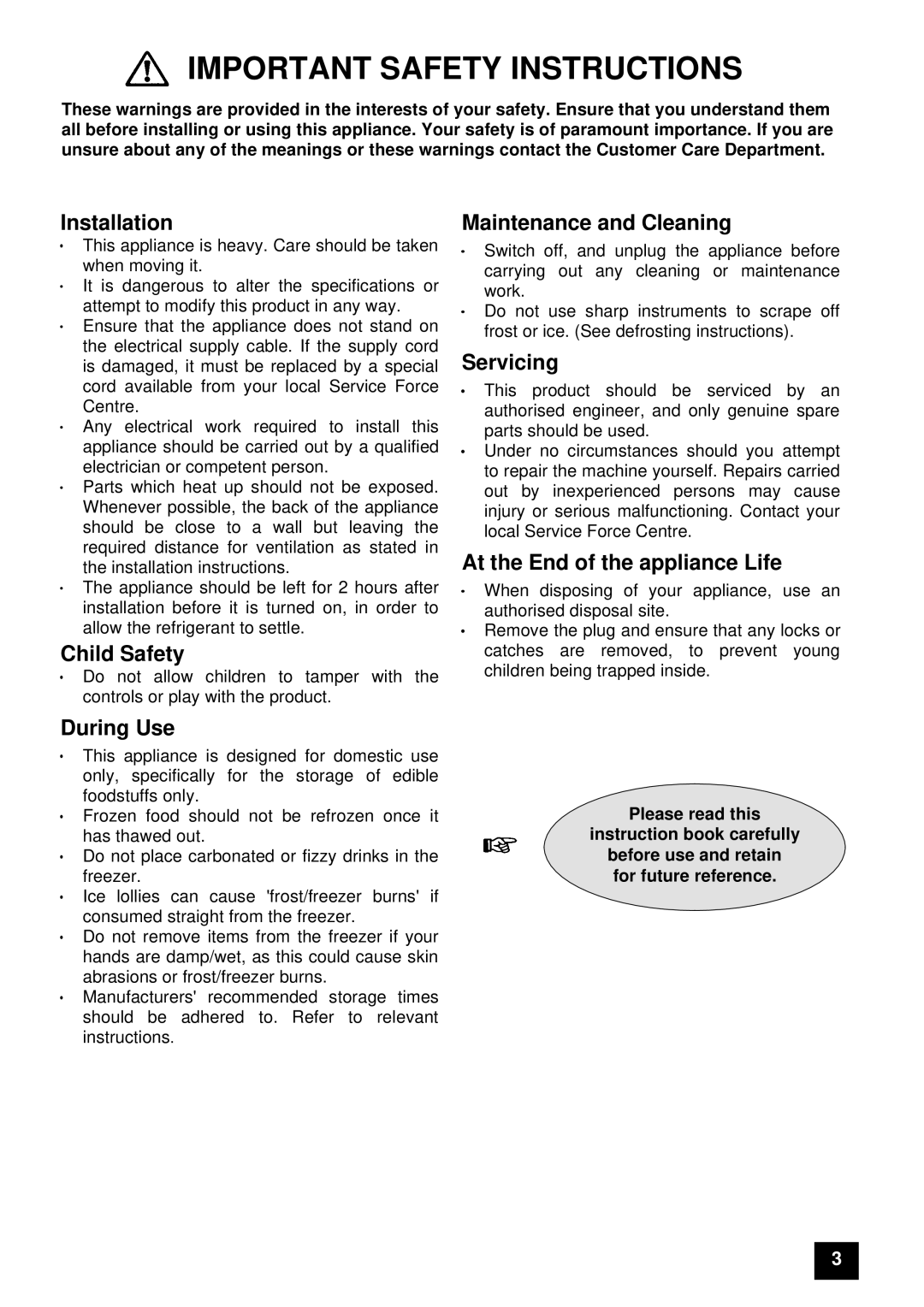 Electrolux ER 7947B, ER 7946B instruction manual Important Safety Instructions 