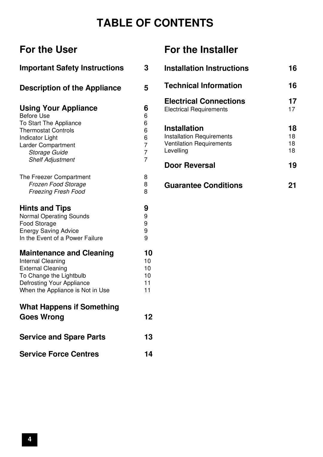 Electrolux ER 7946B, ER 7947B instruction manual Table of Contents 