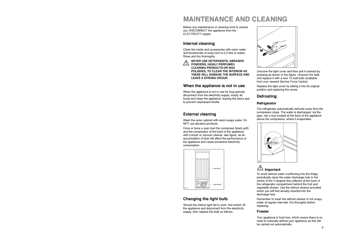 Electrolux ER 8034 I manual Maintenance and Cleaning 