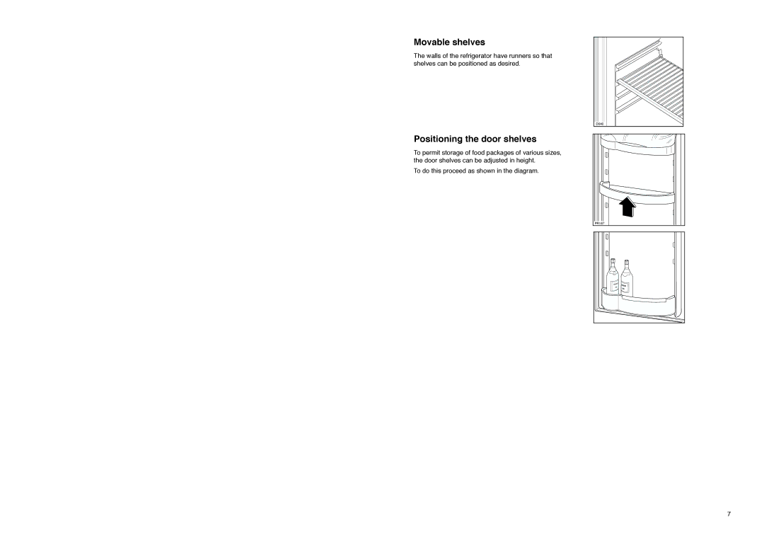 Electrolux ER 8126 B manual Movable shelves, Positioning the door shelves 