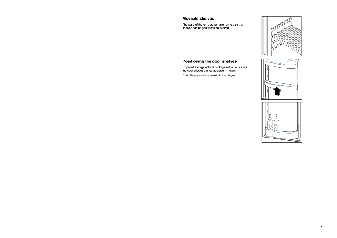 Electrolux ER 8126 B manual Movable shelves, Positioning the door shelves 