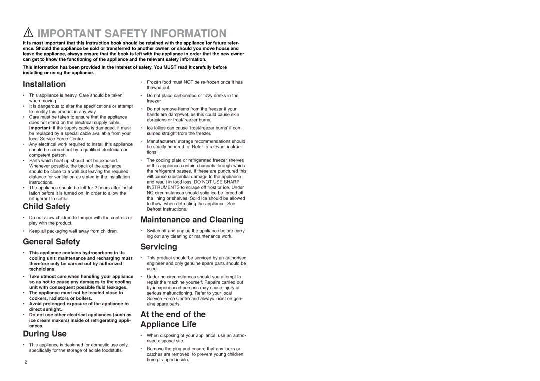 Electrolux ER 8133 I manual Important Safety Information, Installation 