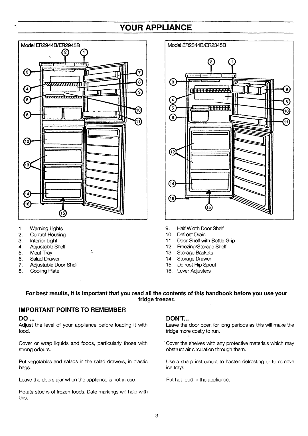 Electrolux ER2944B, ER2945B, ER2344B, ER2345B manual 