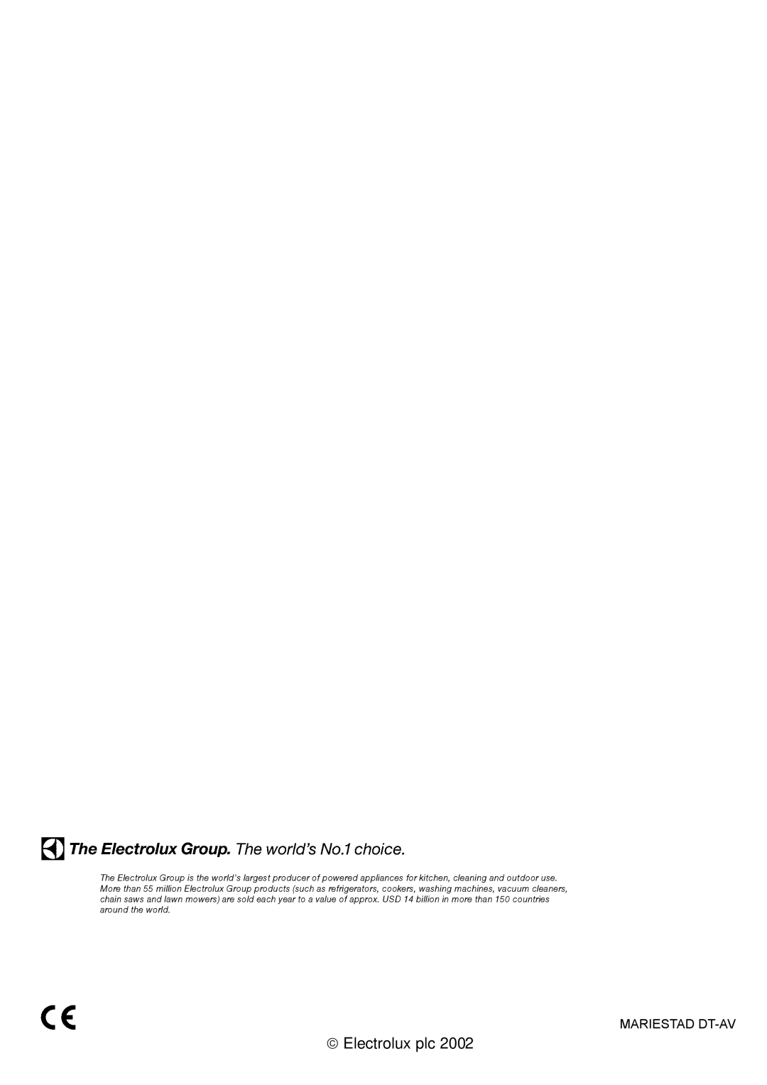 Electrolux ER8817C manual Electrolux plc 