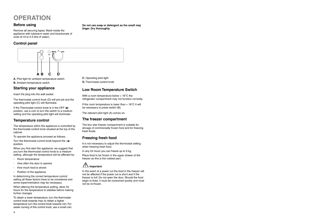 Electrolux ERB 3023 manual Operation 