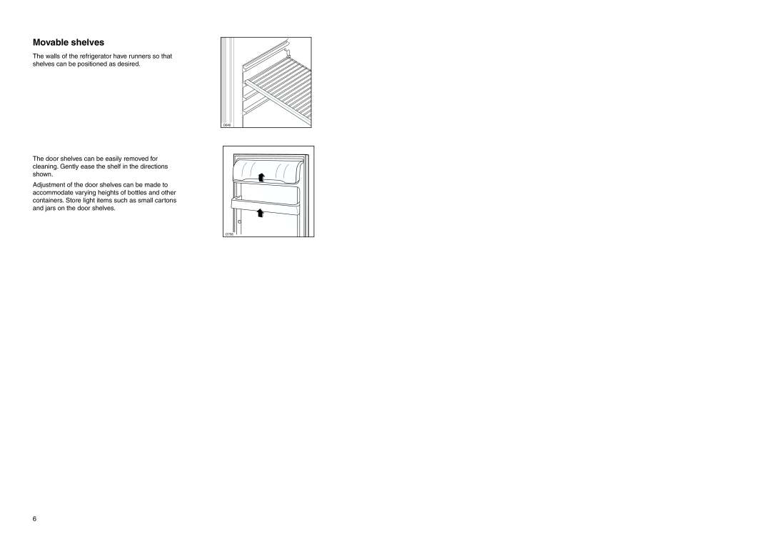 Electrolux ERB 7525 manual Movable shelves, D040, D758 