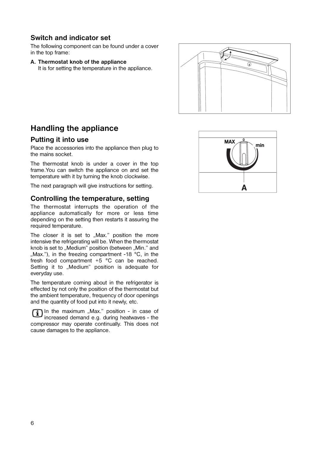 Electrolux ERB 8441 manual Handling the appliance, Switch and indicator set, Putting it into use 