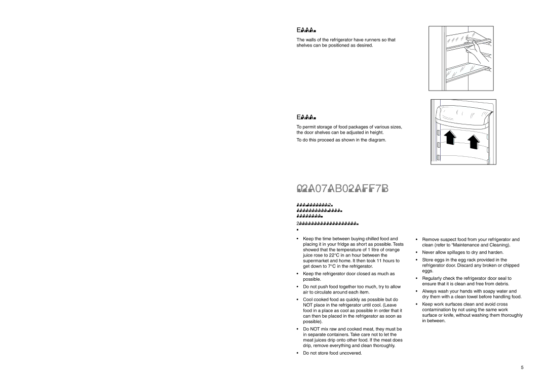 Electrolux ERC 3025 X manual Health and Safety Guidelines, Positioning the inner shelves, Positioning the door shelves 