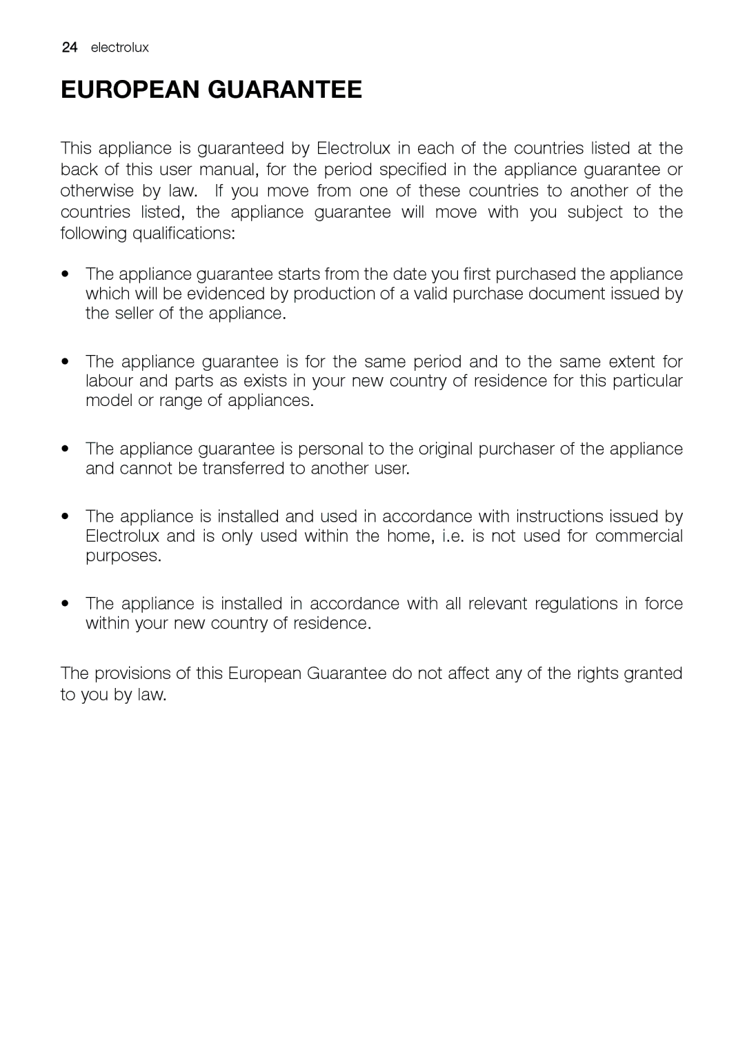 Electrolux ERC 34292 S manual European Guarantee 